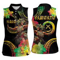 Halo Vanuatu Women Sleeveless Polo Shirt Beautiful Woman Dancing LT05 - Polynesian Pride