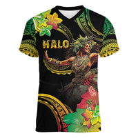Halo Vanuatu Women V-Neck T-Shirt Beautiful Woman Dancing LT05 Female Black - Polynesian Pride