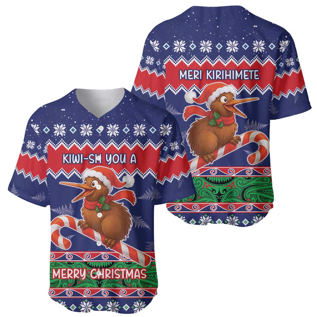 New Zealand Christmas Baseball Jersey Kiwi-sh You A Merry Christmas - Polynesian Pride