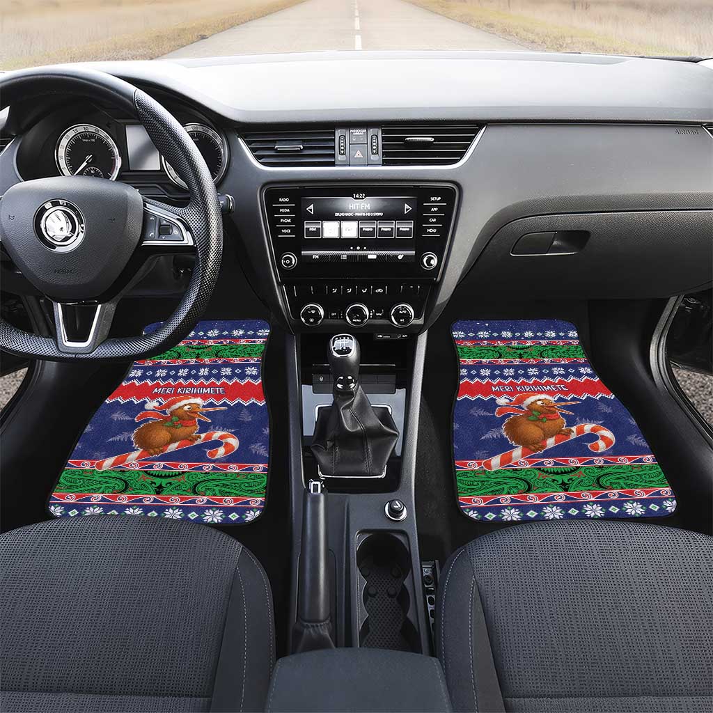 New Zealand Christmas Car Mats Kiwi-sh You A Merry Christmas LT05 Set 2pcs - Front Blue - Polynesian Pride