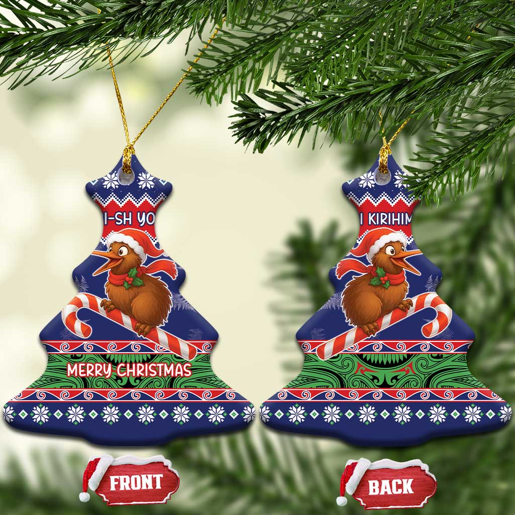 New Zealand Christmas Ceramic Ornament Kiwi-sh You A Merry Christmas LT05 Christmas Tree Blue - Polynesian Pride