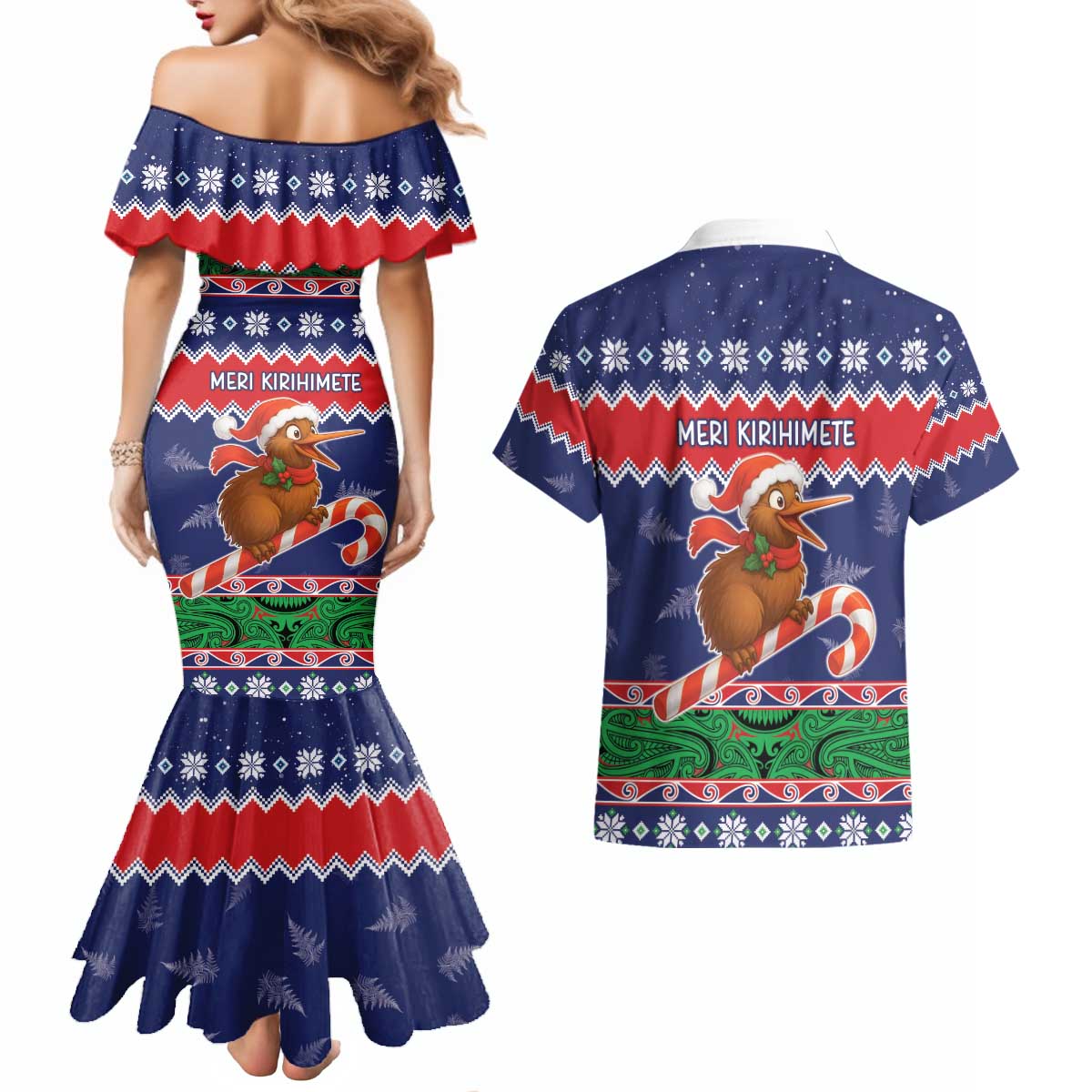 New Zealand Christmas Couples Matching Mermaid Dress and Hawaiian Shirt Kiwi-sh You A Merry Christmas - Polynesian Pride