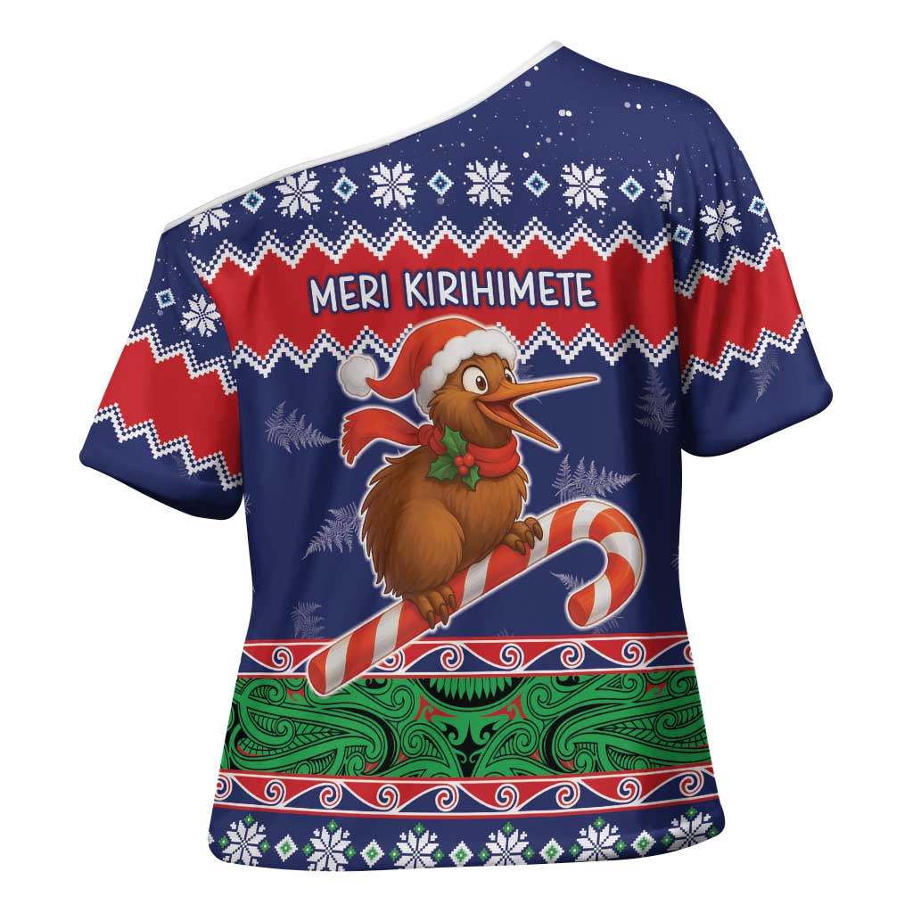 New Zealand Christmas Cross Shoulder Shirt Kiwi-sh You A Merry Christmas - Polynesian Pride