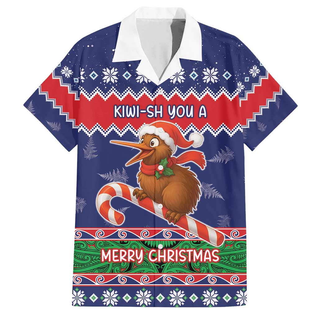 New Zealand Christmas Family Matching Off Shoulder Maxi Dress and Hawaiian Shirt Kiwi-sh You A Merry Christmas LT05 Dad's Shirt - Short Sleeve Blue - Polynesian Pride