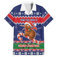 New Zealand Christmas Family Matching Off Shoulder Maxi Dress and Hawaiian Shirt Kiwi-sh You A Merry Christmas LT05 Dad's Shirt - Short Sleeve Blue - Polynesian Pride