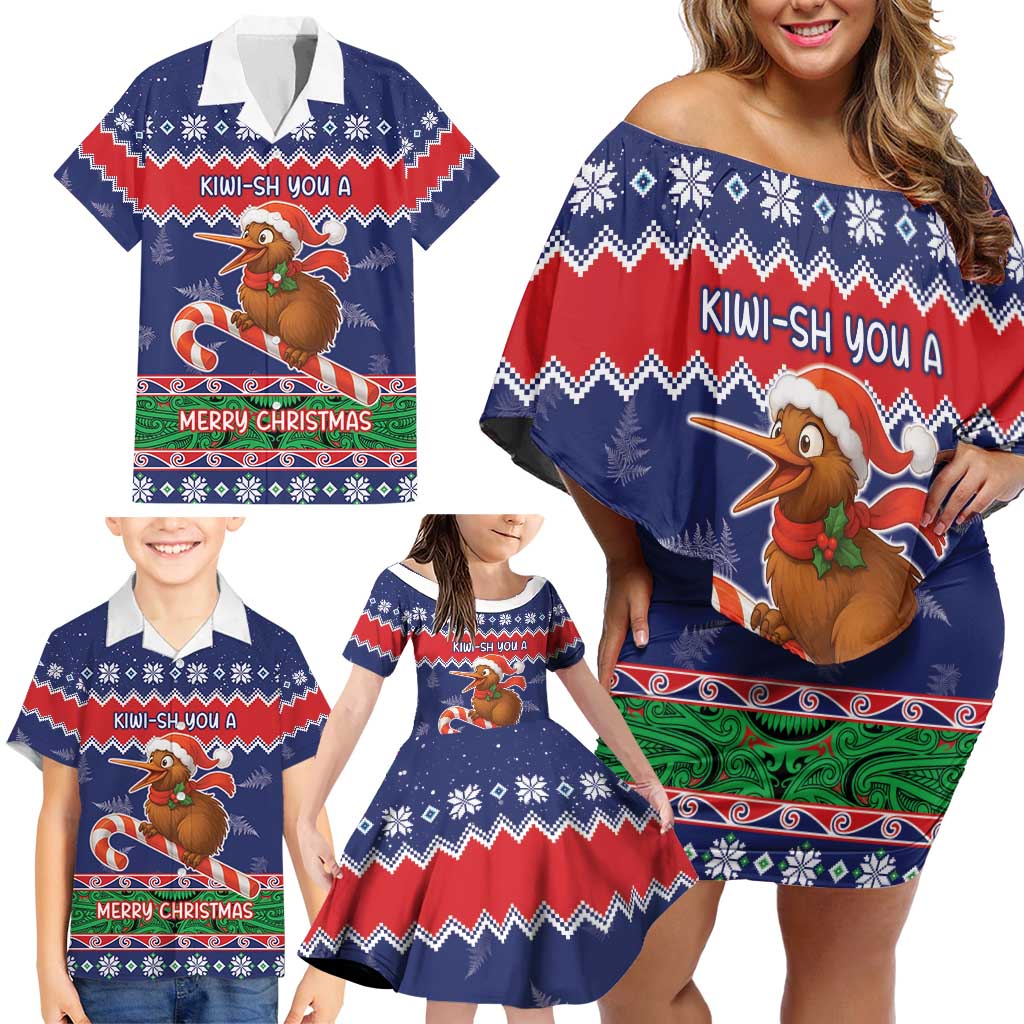 New Zealand Christmas Family Matching Off Shoulder Short Dress and Hawaiian Shirt Kiwi-sh You A Merry Christmas - Polynesian Pride
