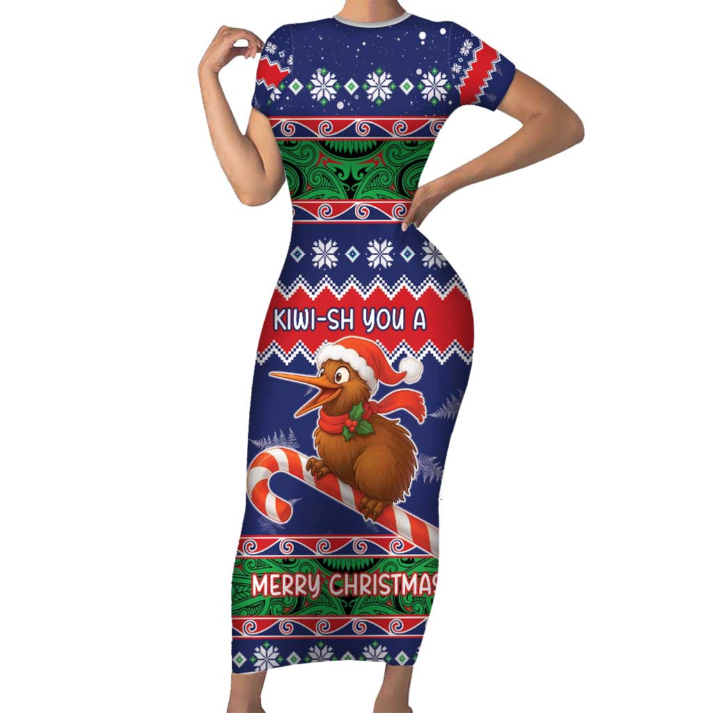 New Zealand Christmas Family Matching Short Sleeve Bodycon Dress and Hawaiian Shirt Kiwi-sh You A Merry Christmas - Polynesian Pride