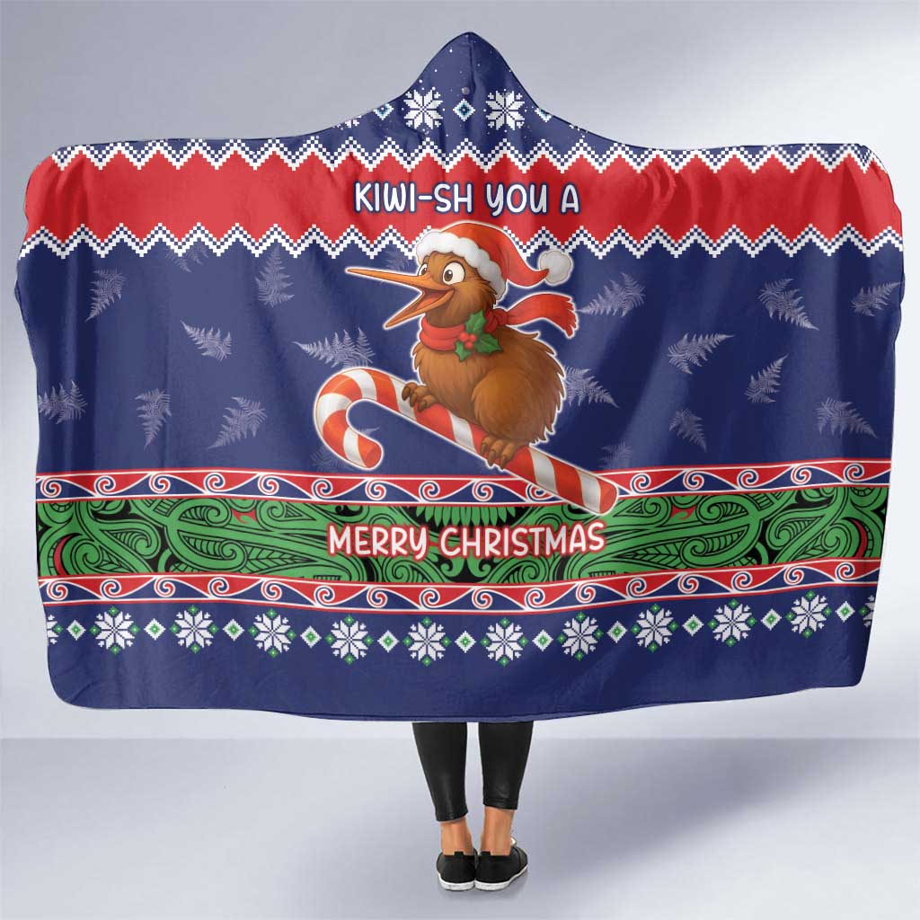New Zealand Christmas Hooded Blanket Kiwi-sh You A Merry Christmas LT05 One Size Blue - Polynesian Pride