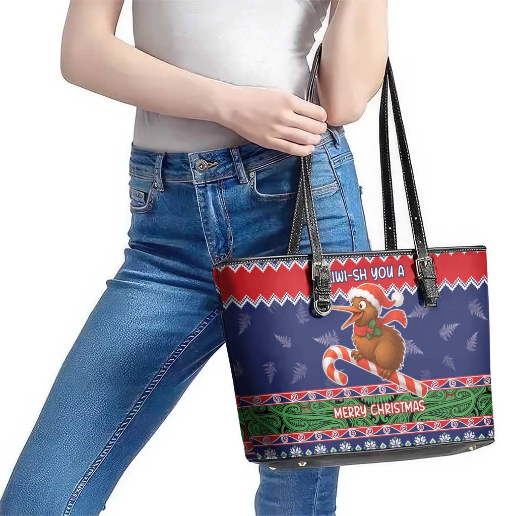New Zealand Christmas Leather Tote Bag Kiwi-sh You A Merry Christmas LT05 - Polynesian Pride