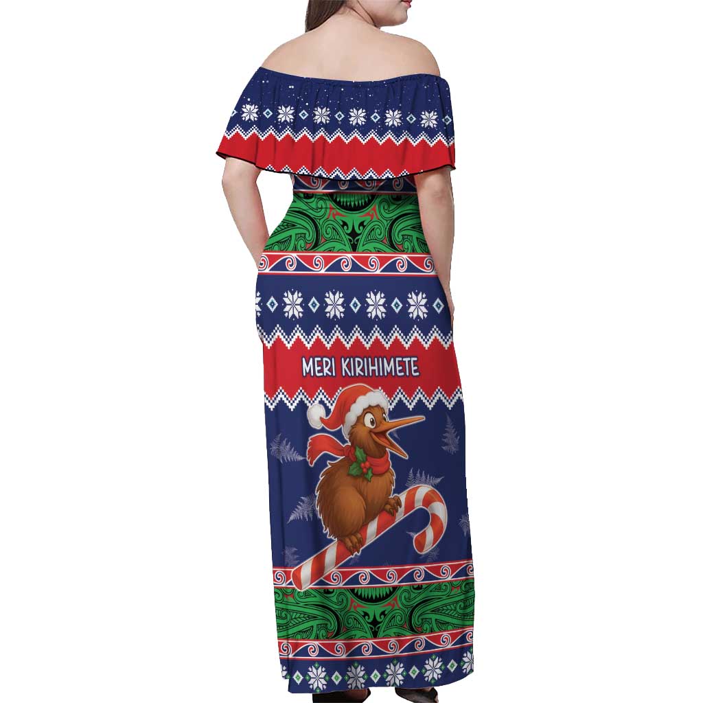 New Zealand Christmas Off Shoulder Maxi Dress Kiwi-sh You A Merry Christmas - Polynesian Pride