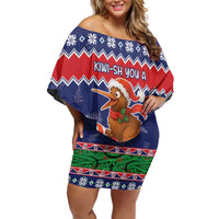 New Zealand Christmas Off Shoulder Short Dress Kiwi-sh You A Merry Christmas - Polynesian Pride