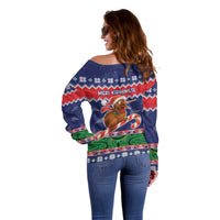 New Zealand Christmas Off Shoulder Sweater Kiwi-sh You A Merry Christmas LT05 - Polynesian Pride