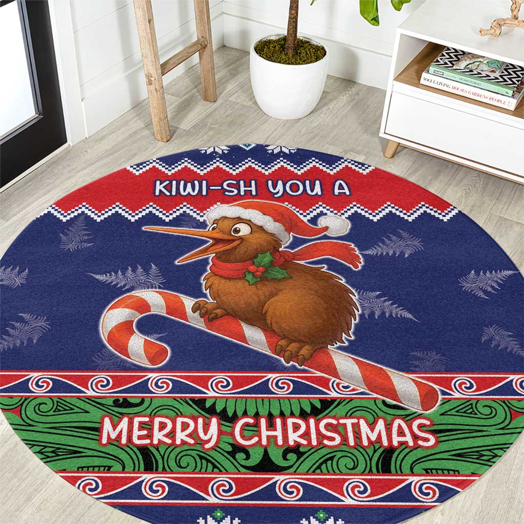 New Zealand Christmas Round Carpet Kiwi-sh You A Merry Christmas - Polynesian Pride