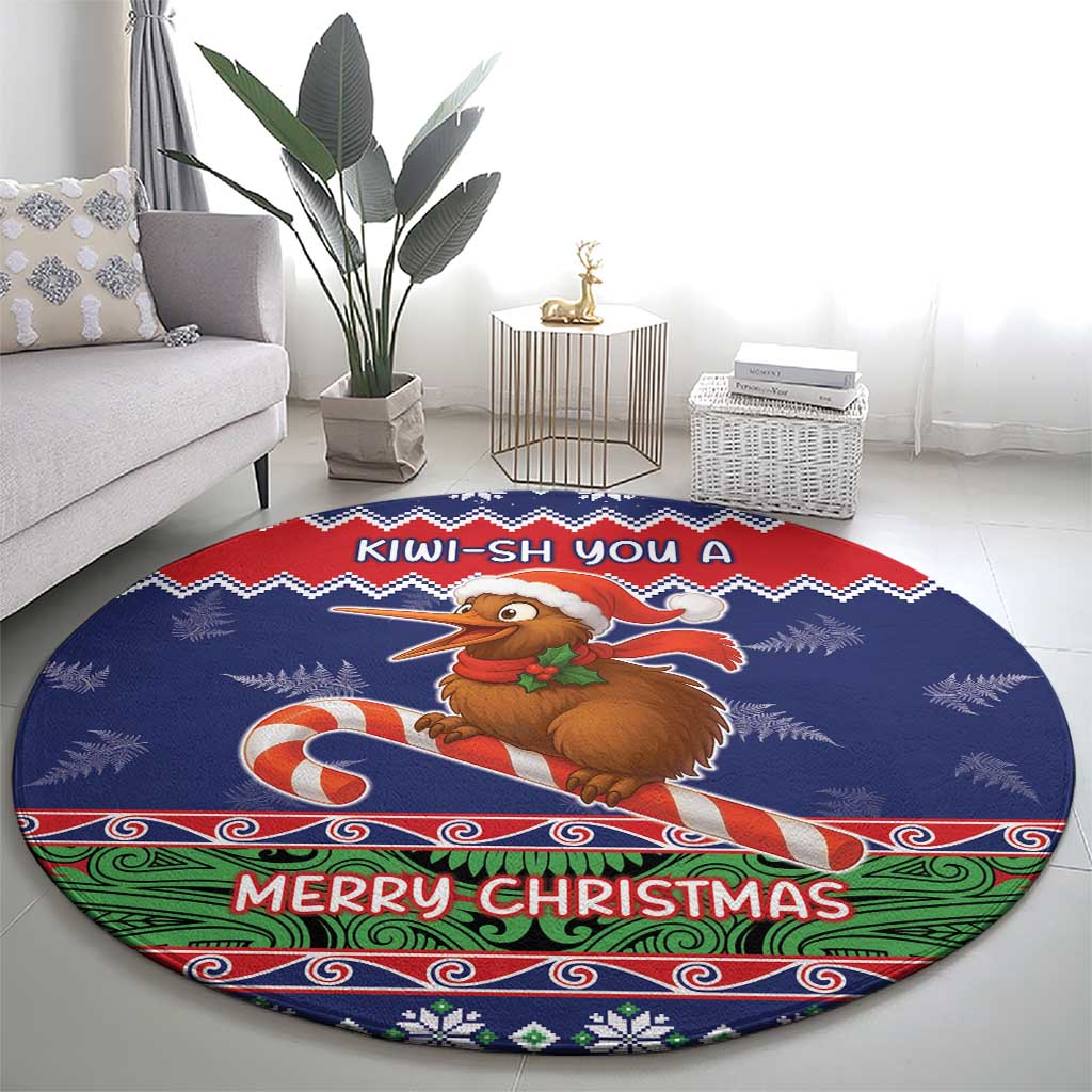 New Zealand Christmas Round Carpet Kiwi-sh You A Merry Christmas LT05 - Polynesian Pride