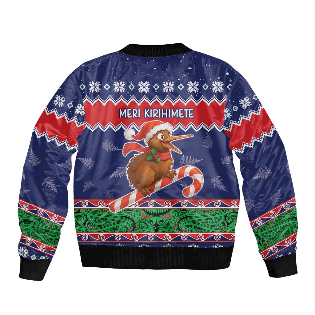 New Zealand Christmas Sleeve Zip Bomber Jacket Kiwi-sh You A Merry Christmas LT05 - Polynesian Pride