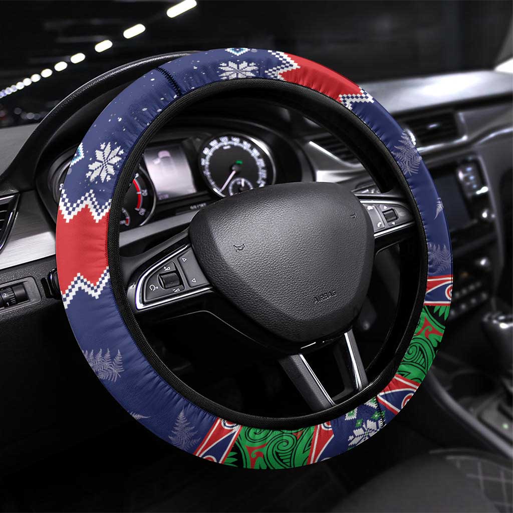New Zealand Christmas Steering Wheel Cover Kiwi-sh You A Merry Christmas LT05 Universal Fit Blue - Polynesian Pride