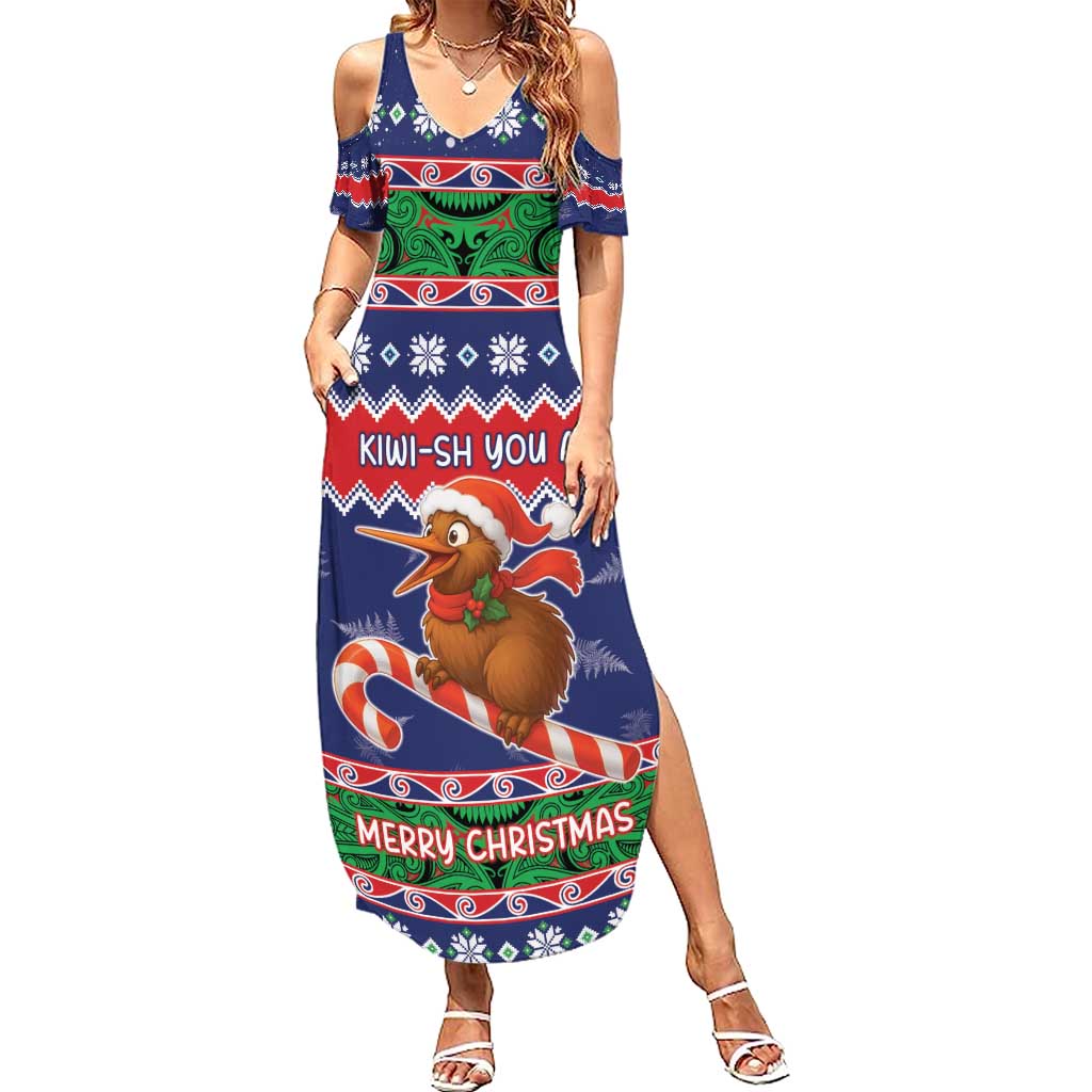New Zealand Christmas Summer Maxi Dress Kiwi-sh You A Merry Christmas - Polynesian Pride