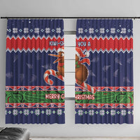 New Zealand Christmas Window Curtain Kiwi-sh You A Merry Christmas LT05 With Hooks Blue - Polynesian Pride