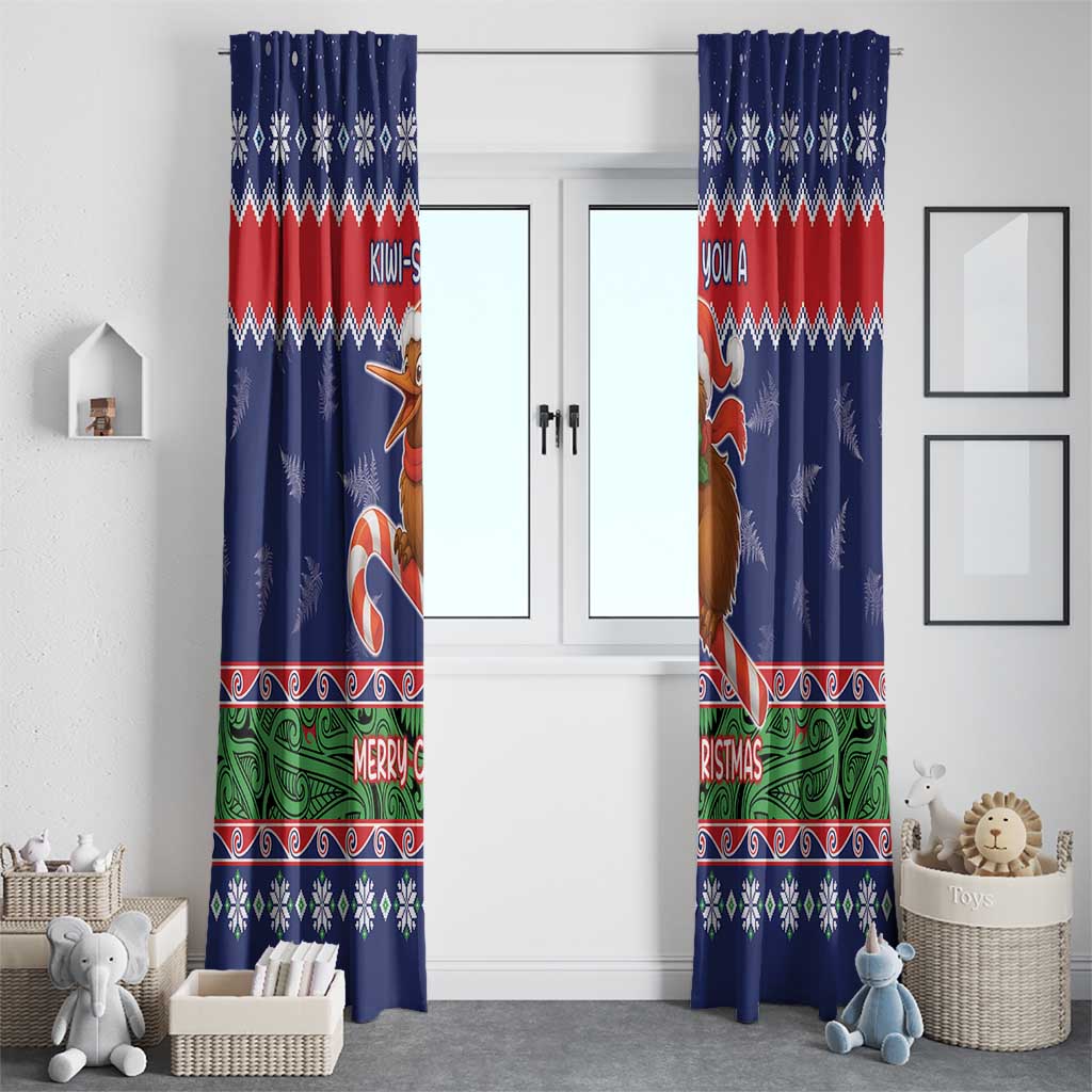 New Zealand Christmas Window Curtain Kiwi-sh You A Merry Christmas LT05 - Polynesian Pride
