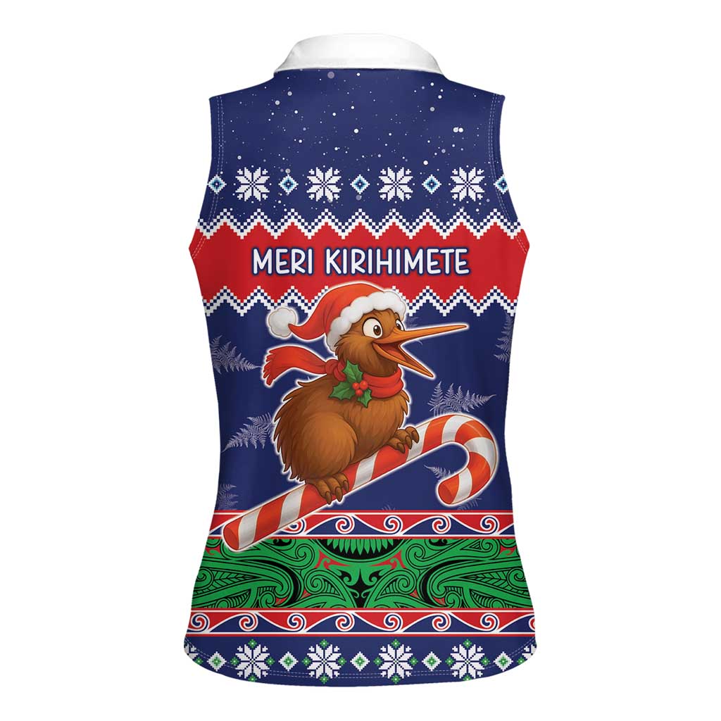 New Zealand Christmas Women Sleeveless Polo Shirt Kiwi-sh You A Merry Christmas - Polynesian Pride