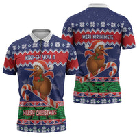 New Zealand Christmas Zipper Polo Shirt Kiwi-sh You A Merry Christmas - Polynesian Pride