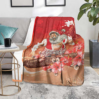 Hawaii Funny Christmas Blanket Santa Surfing With Tapa Pattern LT05 - Polynesian Pride
