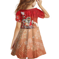 Hawaii Funny Christmas Family Matching Off The Shoulder Long Sleeve Dress and Hawaiian Shirt Santa Surfing With Tapa Pattern - Polynesian Pride