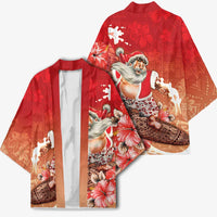 Hawaii Funny Christmas Kimono Santa Surfing With Tapa Pattern LT05 - Polynesian Pride