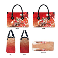 Hawaii Funny Christmas Leather Bag Santa Surfing With Tapa Pattern - Polynesian Pride