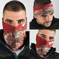 Hawaii Funny Christmas Neck Gaiter Santa Surfing With Tapa Pattern LT05 - Polynesian Pride