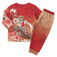 Hawaii Funny Christmas Pajama Set Santa Surfing With Tapa Pattern LT05 - Polynesian Pride