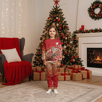 Hawaii Funny Christmas Pajama Set Santa Surfing With Tapa Pattern LT05 Kid Red - Polynesian Pride
