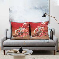 Hawaii Funny Christmas Pillow Cover Santa Surfing With Tapa Pattern LT05 - Polynesian Pride