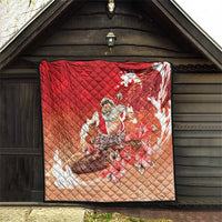 Hawaii Funny Christmas Quilt Santa Surfing With Tapa Pattern - Polynesian Pride