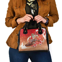 Hawaii Funny Christmas Shoulder Handbag Santa Surfing With Tapa Pattern LT05 - Polynesian Pride