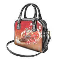 Hawaii Funny Christmas Shoulder Handbag Santa Surfing With Tapa Pattern LT05 - Polynesian Pride