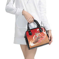 Hawaii Funny Christmas Shoulder Handbag Santa Surfing With Tapa Pattern LT05 - Polynesian Pride