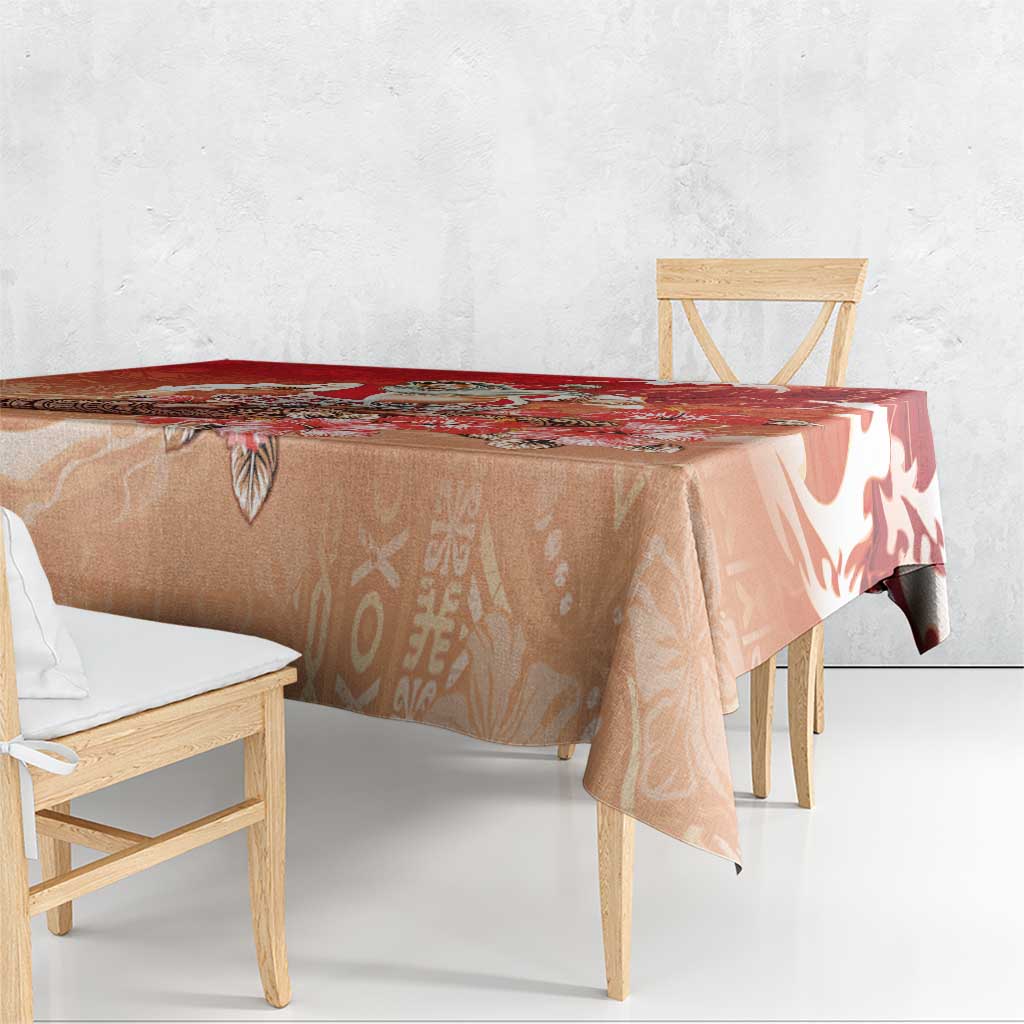Hawaii Funny Christmas Tablecloth Santa Surfing With Tapa Pattern LT05 - Polynesian Pride