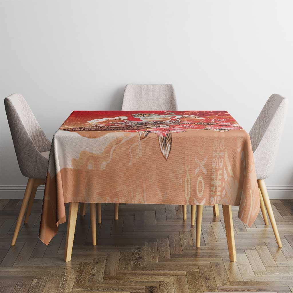 Hawaii Funny Christmas Tablecloth Santa Surfing With Tapa Pattern LT05 - Polynesian Pride