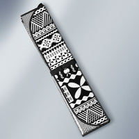 Fiji Day 2026 Auto Sun Shade Masi Tapa Pattern With Palm Tree White Version LT05 - Polynesian Pride