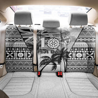 Fiji Day 2026 Back Car Seat Cover Masi Tapa Pattern With Palm Tree White Version LT05 - Polynesian Pride