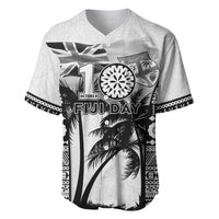 Personalised Fiji Day 2026 Baseball Jersey Masi Tapa Pattern With Palm Tree White Version LT05 White - Polynesian Pride