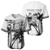 Personalised Fiji Day 2026 Baseball Jersey Masi Tapa Pattern With Palm Tree White Version LT05 - Polynesian Pride