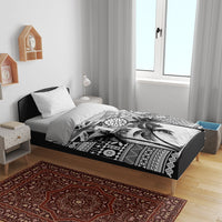 Fiji Day 2026 Bedding Set Masi Tapa Pattern With Palm Tree White Version LT05 - Polynesian Pride