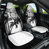 Fiji Day 2026 Car Seat Cover Masi Tapa Pattern With Palm Tree White Version LT05 One Size White - Polynesian Pride