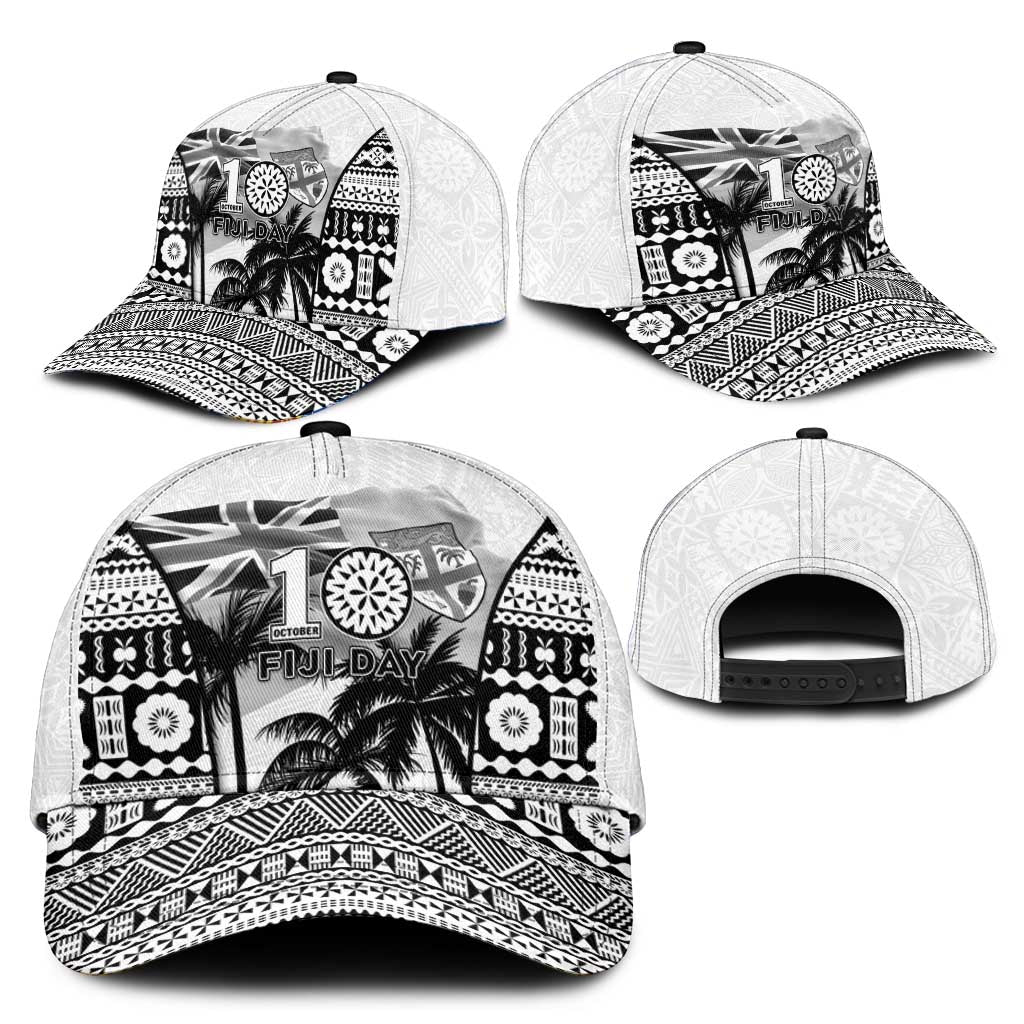 Fiji Day 2026 Classic Cap Masi Tapa Pattern With Palm Tree White Version