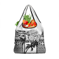 Fiji Day 2026 Grocery Bag Masi Tapa Pattern With Palm Tree White Version