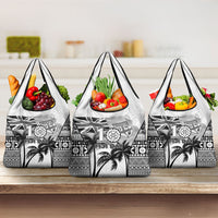Fiji Day 2026 Grocery Bag Masi Tapa Pattern With Palm Tree White Version