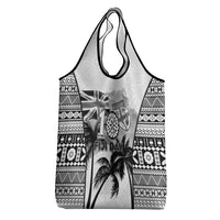 Fiji Day 2026 Grocery Bag Masi Tapa Pattern With Palm Tree White Version