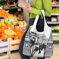 Fiji Day 2026 Grocery Bag Masi Tapa Pattern With Palm Tree White Version